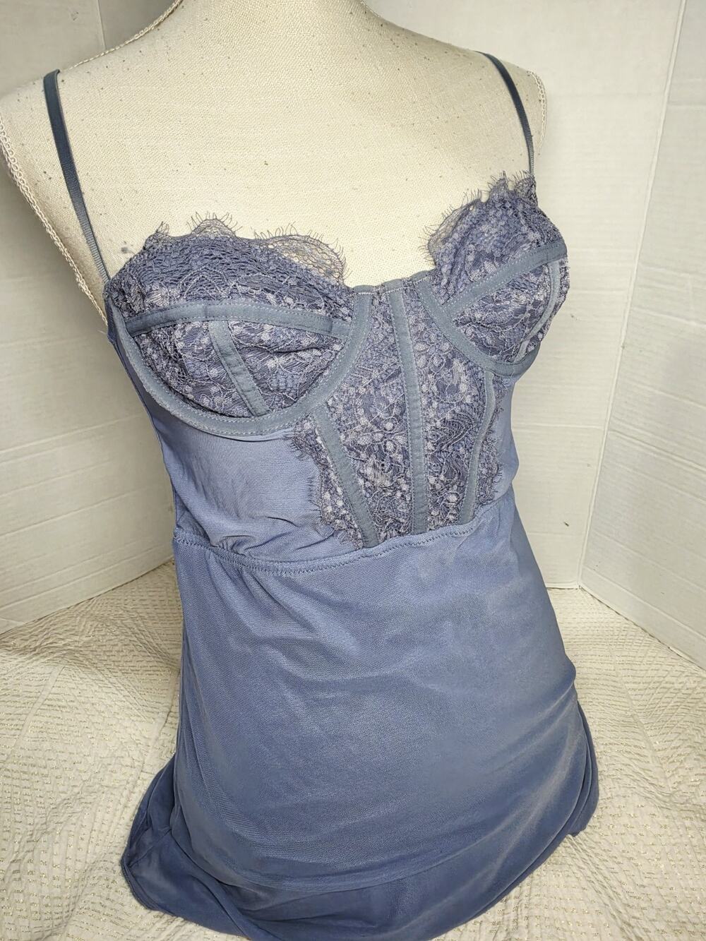 New Urban Outfitters Brenna Bustier Mini Dress in Periwinkle Blue Babydoll Sexy